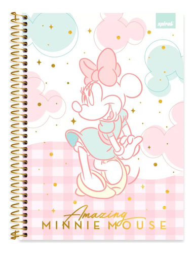 Caderno Disney Minnie Mouse Style 1 Matéria Capa Dura 80 F Cor Rosa