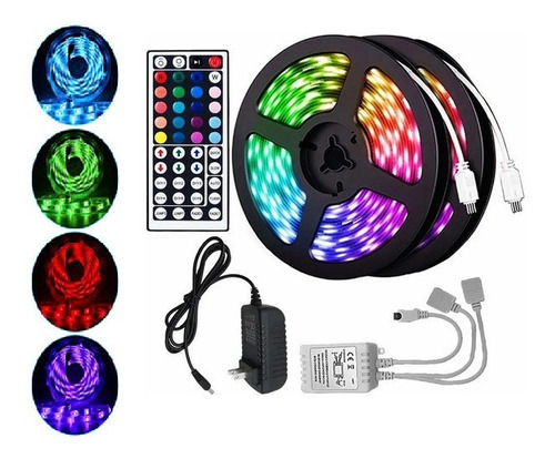 Cinta 300 Luces Led De Colores Con Control 5 Metros Decora