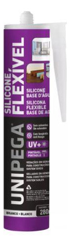 Silicone Flexível Base D'água Branco 280ml Unipega