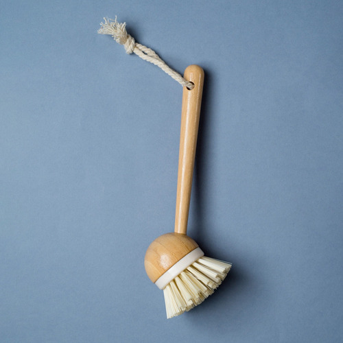 Escova De Limpeza Redonda Com Cabo Longo De Bambu - Oikos Cor Branco
