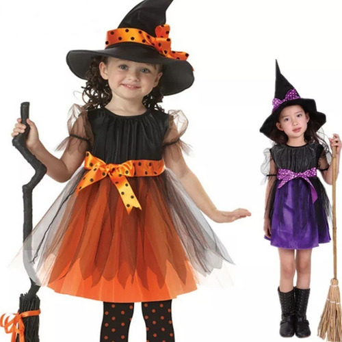 Disfraz De Bruja De 2 Piezas For Niñas De Halloween