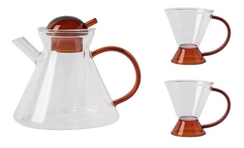 Set Tetera + Tazas Vidrio Templado