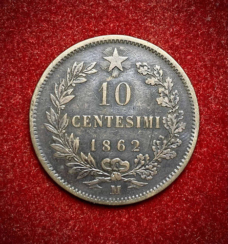 Moneda 10 Centésimos Italia 1862 Milán Km 11 Vittorio