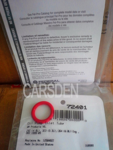 Oring Sello Bomba De Aceite Tahoe Silverado V8 5.3 