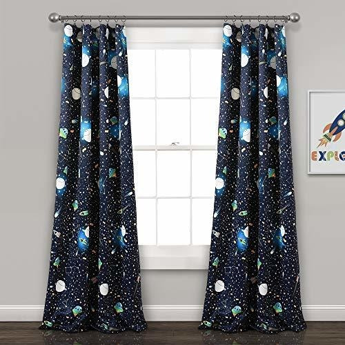 Lush Decor Universe Cortinas | Outer Space Stars Galaxy Plan