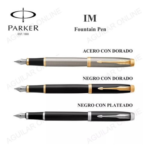 Pluma Fuente Parker Im Negra Oro Acero Incluye Grabado