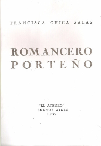 Romancero Porteño - Chica Salas - El Ateneo