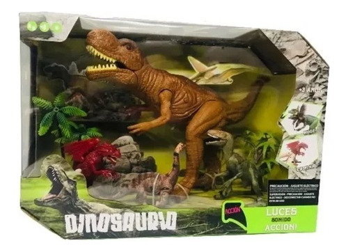  Dinosaurios Set Con T-rex Luz Y Sonido 7097 Jurásico Niños