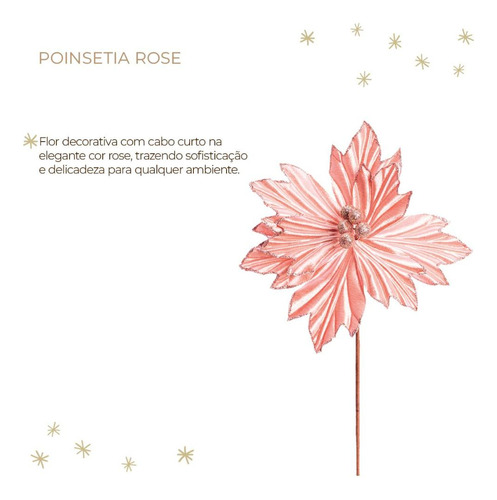 Flor Cabo Curto Rosa Natal Decoração 30cm