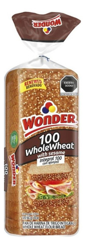 3 Pza Pan Integral Wonder Con Ajonjolí 567 G