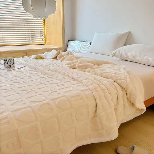 Manta Polar De Coral Suave De Doble Capa 180*200cm Beige