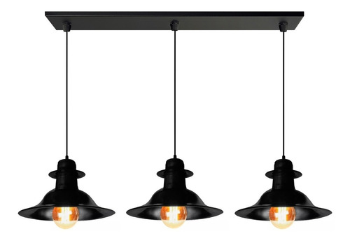 Colgante 3 Luces Negro Vintage Deco Moderno Apto Led Cuo