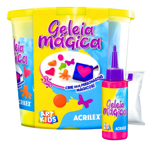 Geleia Mágica Colorida Balde Slime Acrilex Art Kids +3 Anos Cor Diversas