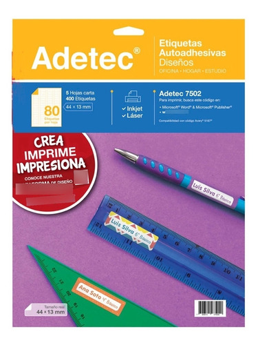 400 Etiquetas Autoadhesivas Para Utiles Escolar 44 X 13 Mm