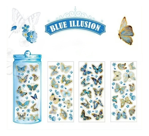 Set De Stickers Mariposas Con Folia Dorada Scrapbook , Bujo