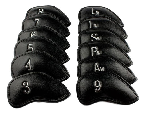 12pcs / Set Portátil Pu Club De Golf Cubiertas De Cabeza De