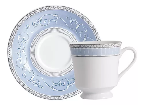 Aparelho de Jantar Chá e Café 42 Peças Porcelana Schmidt - Dec. Búzios 2406  - SCHMIDT