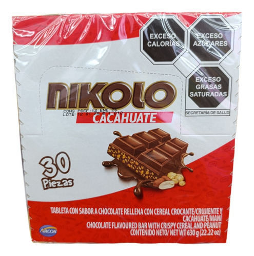 Chocolate Con Cereal Y Cacahuate Mani 360 Pz Nikolo