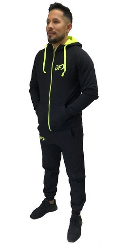 Imagen 2 de 4 de Campera Df Chico + Pantalon Df Conjunto Deportivo Negro