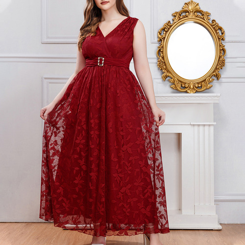 Vestido De Mujer De Talla Grande Sin Falda Con Cuello En V D