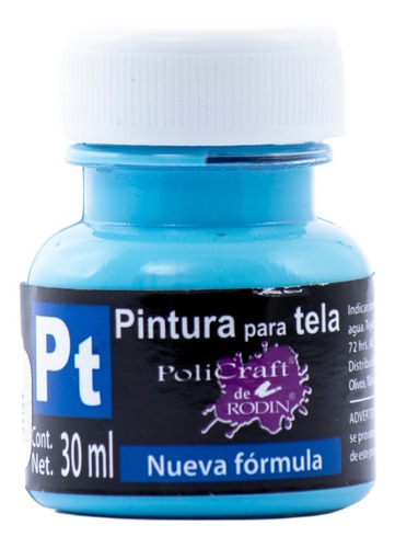 Pintura Para Tela Pt Rodin Policraft Acabado Suave 30ml Color Azul Pastel