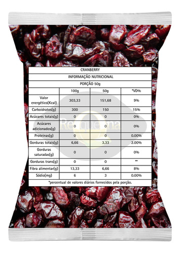 Cranberry Desidratado Premium Casa Bela 500g