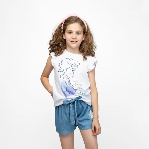 Short Niña Elsa Frozen Celeste Disney