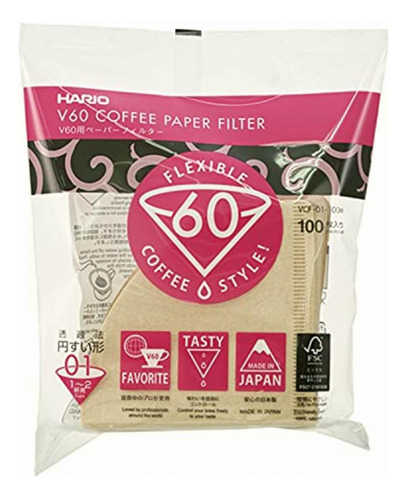 Hario Vcf-01-100m Paper Coffee Filters 01, Natural-tabbed
