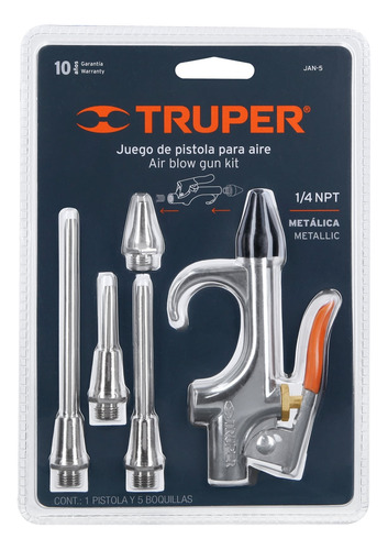 Juego De Pistola Y 5 Boquillas Para Compresor De Aire Truper