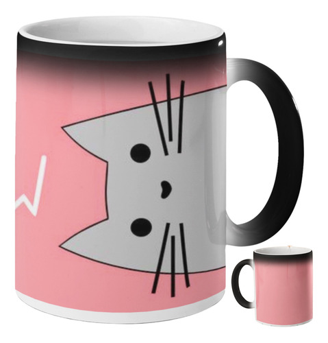 Taza Mágica Gato Miau 320 Ml Para Cafe Gato Miau