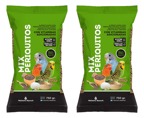 Alimento Mezcla Mix Periquitos Aves Nelsoni Ranch 750gr X2