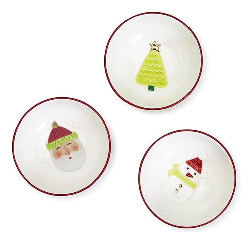 Twos Company Merry And Bright Set Of 3 Christmas Tidbit Bowl