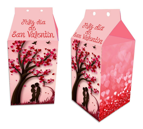 10 Cajitas Milk Box San Valentin Golosineras Personalizadas