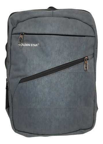 Mochila Universitaria Con Porta Laptop Golden Star Color Gris Oscuro Diseño De La Tela Liso
