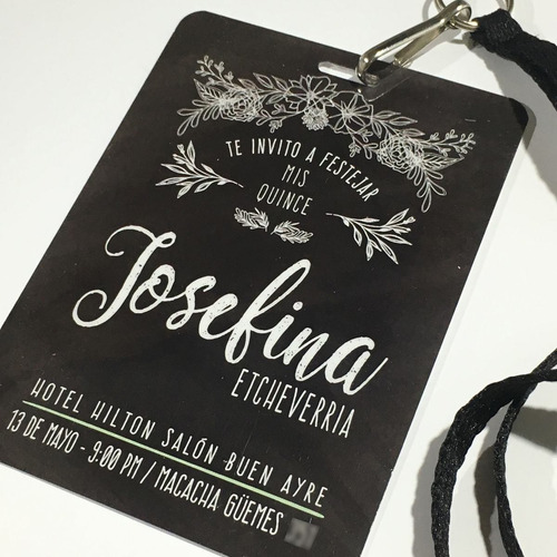 Invitación Pase Vip Simil Pvc 15 Años X 10 Cordon C/herraje