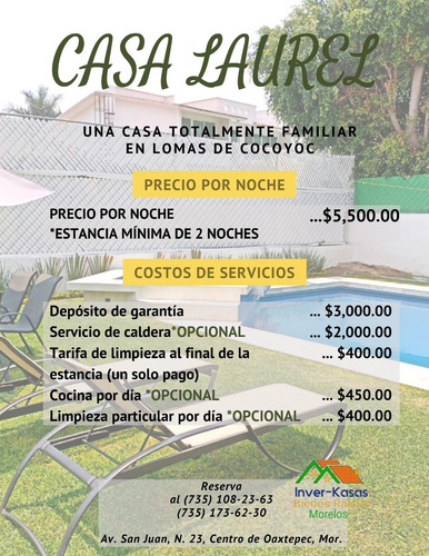 Casa Laurel Disponible Para Fines De Semana En Lomas De Cocoyoc