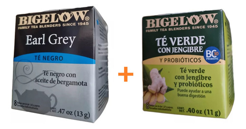 Bigelow Té Negro Bergamota Té Verde Con Probióticos Jengibre