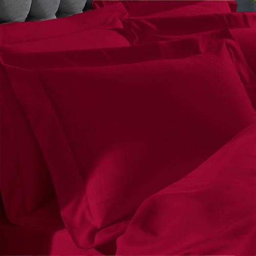 Fronha 100% Algodão Egípcio 600 Fios 0,50 X 0,90 Cm Cor Vermelho Lisa