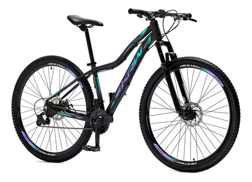 Bicicleta Aro 29 Krw Alum Shimano Tz 24vel Freio A Disco S60 Cor Preto/lilas E Turquesa Tamanho Do Quadro 19