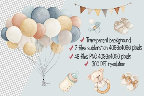 Imágenes Clipart Baby Shower Boho 117979309