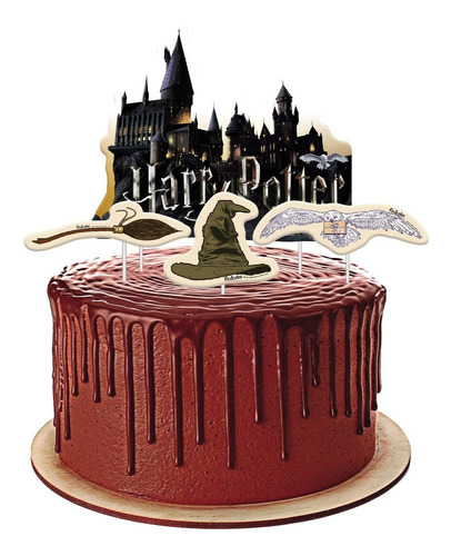 Topo Topper Decoração De Bolo Festa Harry Potter Aniversário