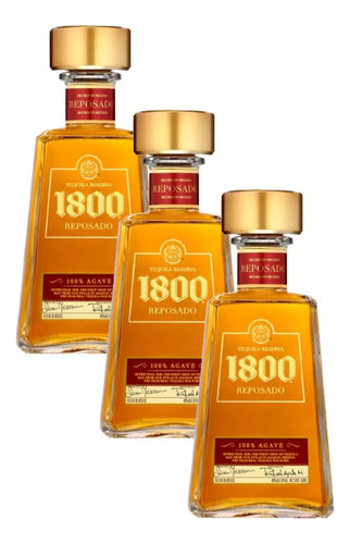 Pack 3 Unidades Tequila 1800 Reposado 750ml 100% Original