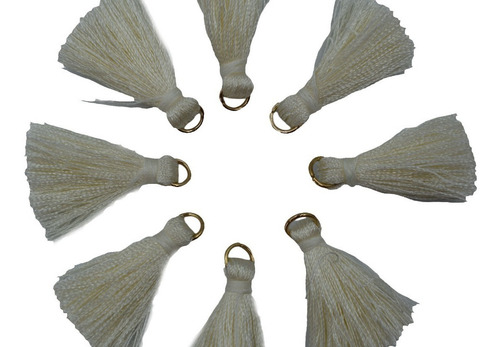 Mini Franja P/ Chaveiro Pingente Tassel Franja De Seda 10un Cor Creme