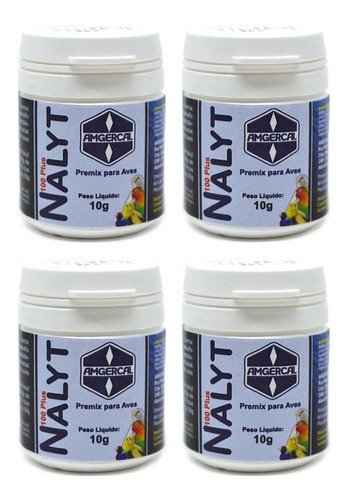 Kit 4 Nalyt 100 Plus 10g - Amgercal - Rouquidão De Pássaros Cor Não aplica