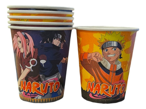 Vasos De Cartón Temática Naruto Para Cumpleaños 12 Unidades 