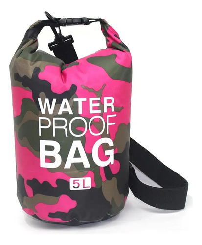 Bolsa Seca Camuflada, 5 Litros, Basic Color Rosa Chicle