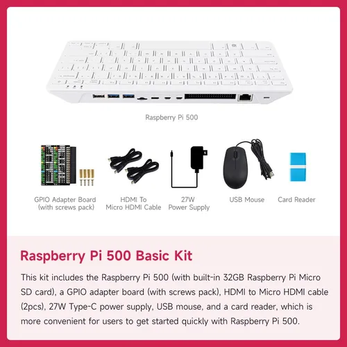 Kit Raspberry Pi 500 Waveshare Con 32gb Y Dual 4k