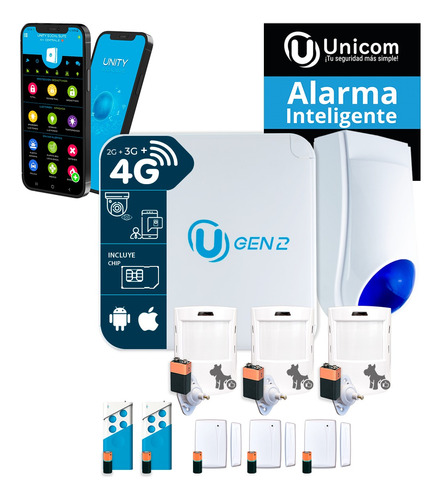 Kit Alarma Domiciliaria Casa Unicom Urban 4g Inalámbrico 