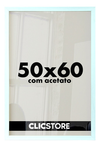 Moldura 50x60acetato Quadros Poster Foto Casa Parede Quarto Cor Branco