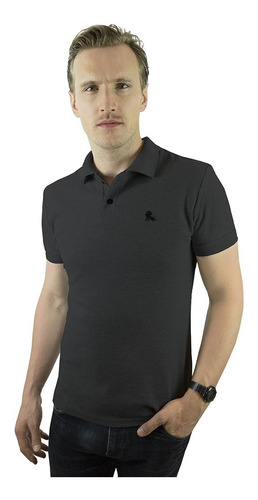 Playera Polo Valdov Para Caballero Classic Fit Gris / Negro